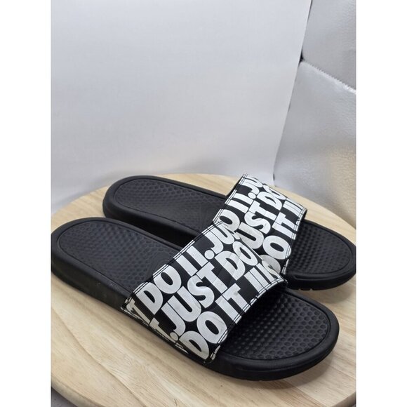 Mens Size 10US Nike Black Slide Benassi JDI Just Do It Logo Slippers Flip Flops - Picture 6 of 8